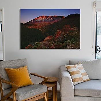 紅葉の山　絵画　額入り　インテリア Amazon.co.jp: 風景画 絵画 インテリア アートパネル 風水 絵